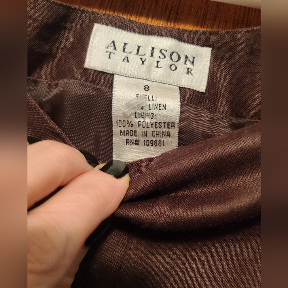 Allison Taylor linen chocolate peddle pushers capris👖 pants sz8 - Picture 7 of 8